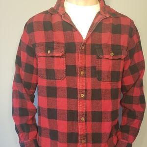 Men's Red and Black plaid button up